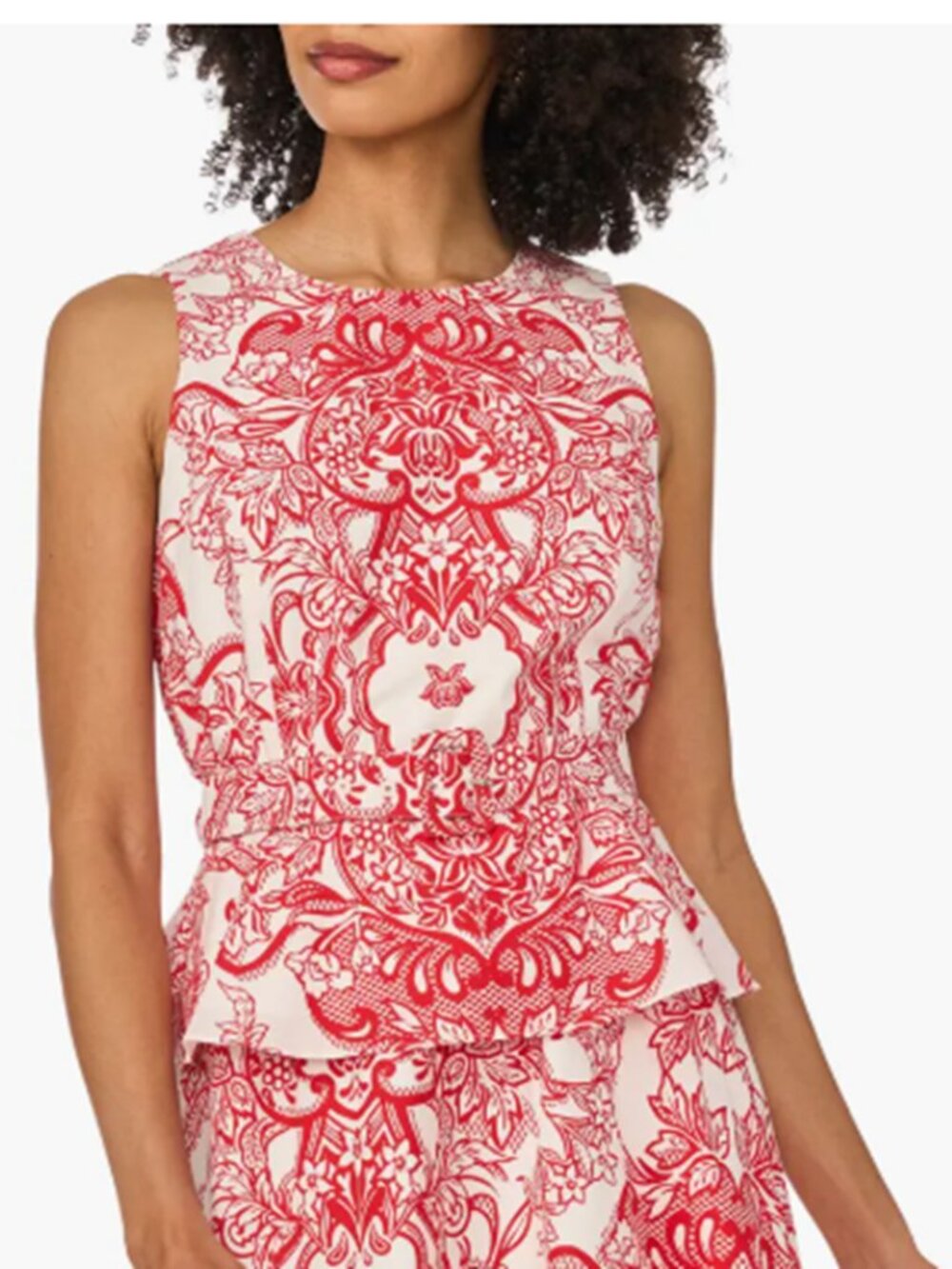 NWT Ted Baker Belted Peplum Top Sleeveless Red White 2 and 10